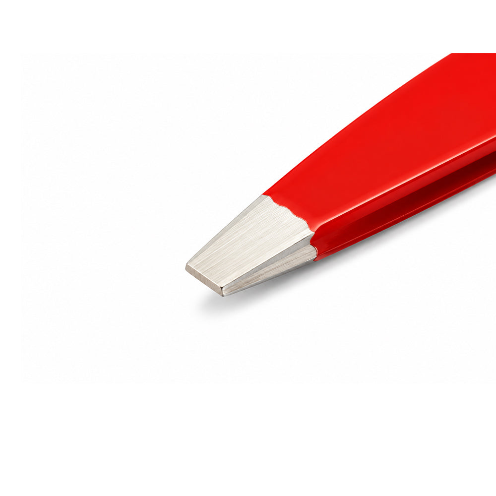 Red Hair Removal Tweezers Slanted Tip