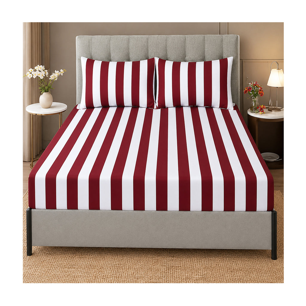 Red White Classic Fitted Sheet