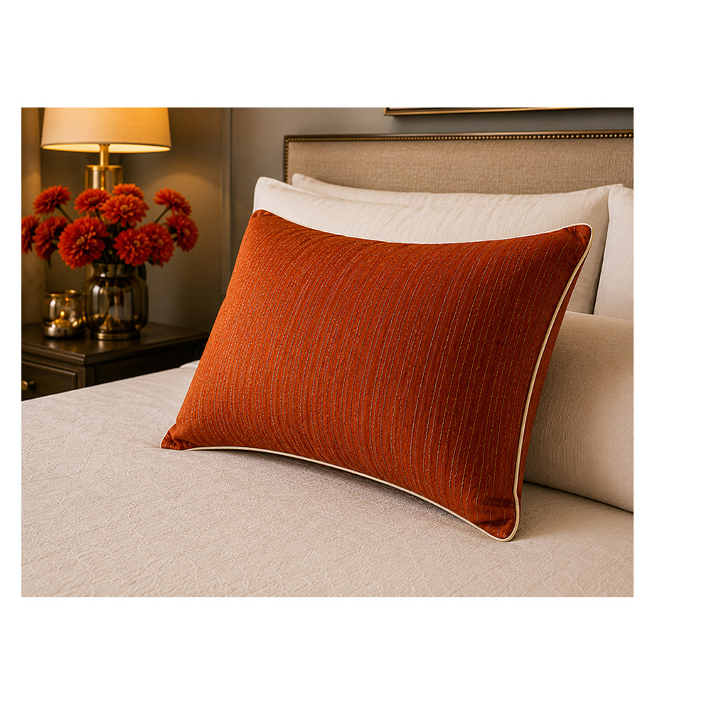 Burnt Orange Striped Soft Pillow
