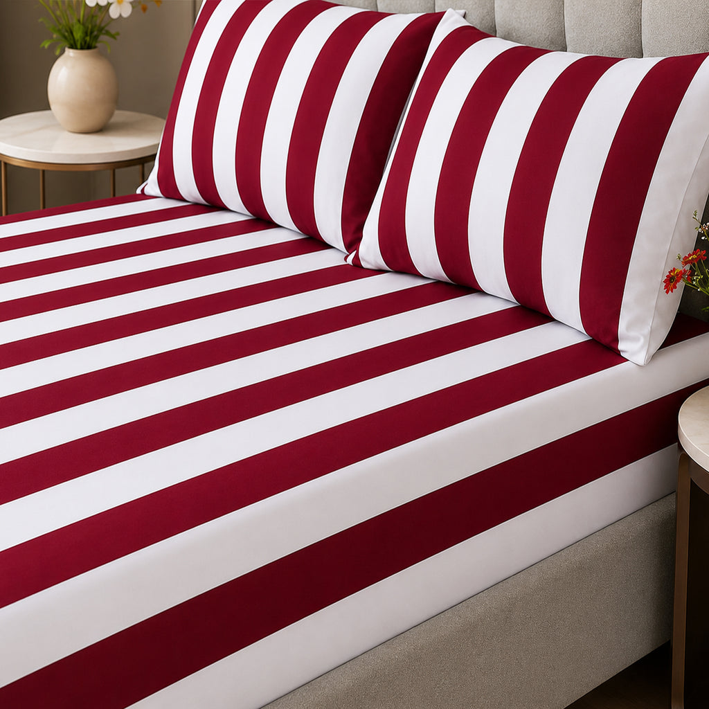 Red White Classic Fitted Sheet