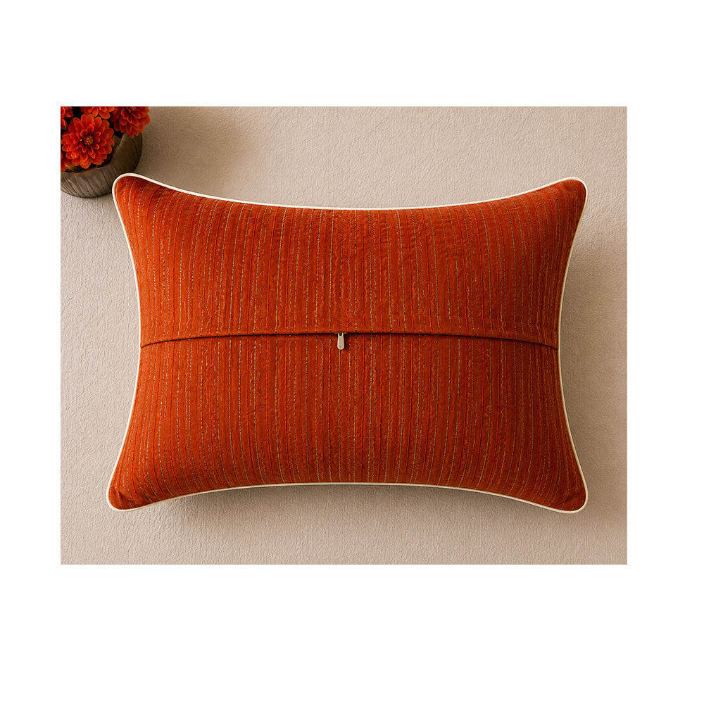 Burnt Orange Striped Soft Pillow
