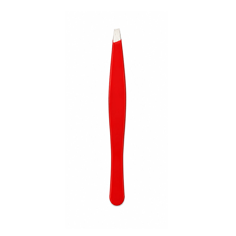 Red Hair Removal Tweezers Slanted Tip