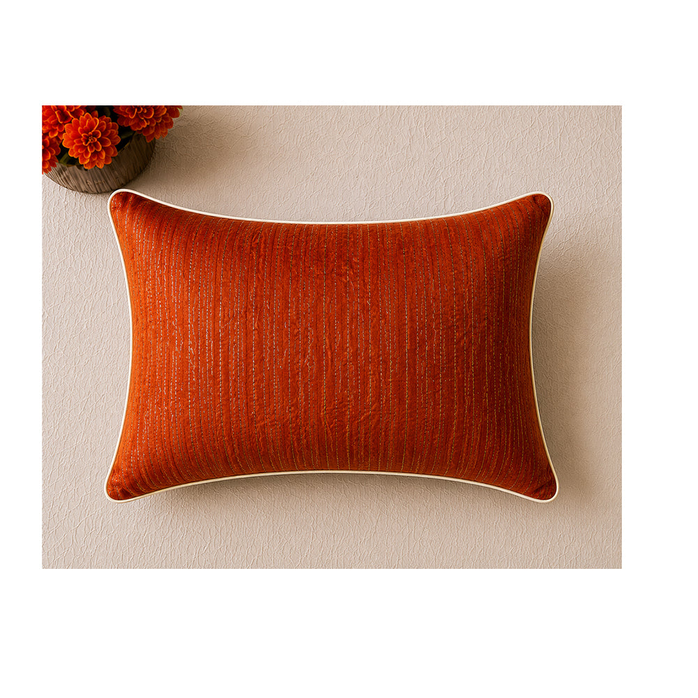 Burnt Orange Striped Soft Pillow