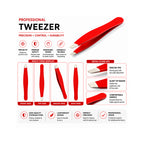 Red Hair Removal Tweezers Slanted Tip