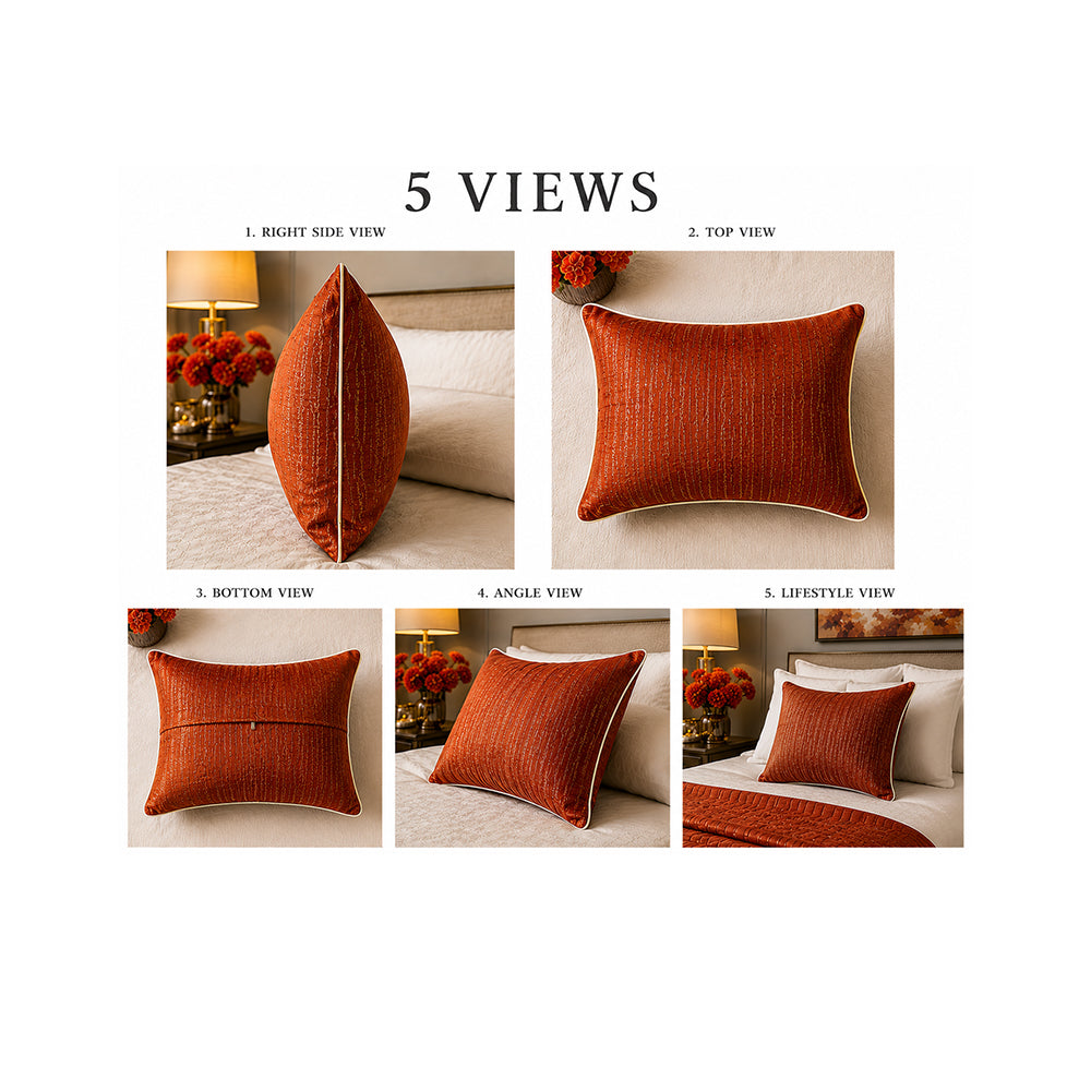 Burnt Orange Striped Soft Pillow