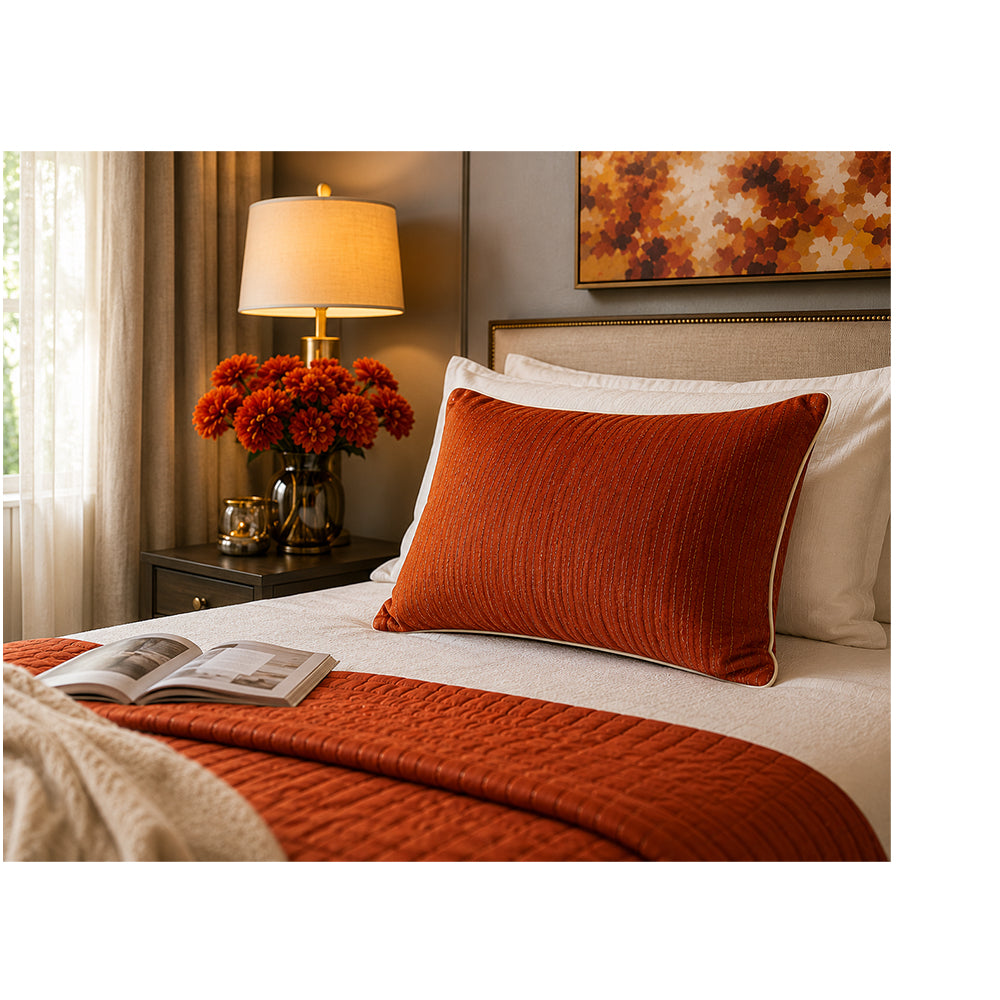 Burnt Orange Striped Soft Pillow