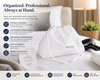 White Hair Dryer Bag – Non-Woven Drawstring Pouch for Hotels & Hospitality