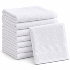 100% Cotton, 1.5 lbs/dzn, 13"x 13", Plain, White, Dobby Border, 300 pcs/case