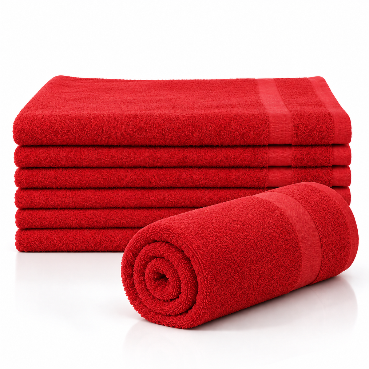 Premium Hotel Quality Hand, Gym & Salon Towels – Red 16" × 27" | 3.0 lb/dozen