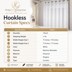 Hookless Shower Curtain – White Polyester Ringless Curtain, 71" x 74" or 71" x 77"