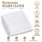 Restroom Wash Cloth, 12x12, 1.0 Lbs, Dobby Border, 300 pcs/case