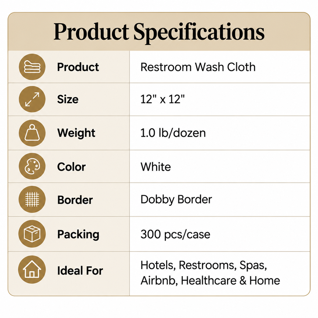 Restroom Wash Cloth, 12x12, 1.0 Lbs, Dobby Border, 300 pcs/case