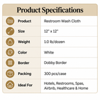 Restroom Wash Cloth, 12x12, 1.0 Lbs, Dobby Border, 300 pcs/case