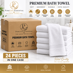100% Cotton, 15 lbs/dzn, 27"x 54", Plain, White, Dobby Border, 24 pcs/case