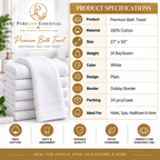100% Cotton, 14 lbs/dzn, 27"x 50", Plain, White, Dobby Border, 24 pcs/case