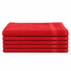 Premium Hotel Quality Hand, Gym & Salon Towels – Red 16" × 27" | 3.0 lb/dozen