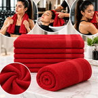 Premium Hotel Quality Hand, Gym & Salon Towels – Red 16" × 27" | 3.0 lb/dozen