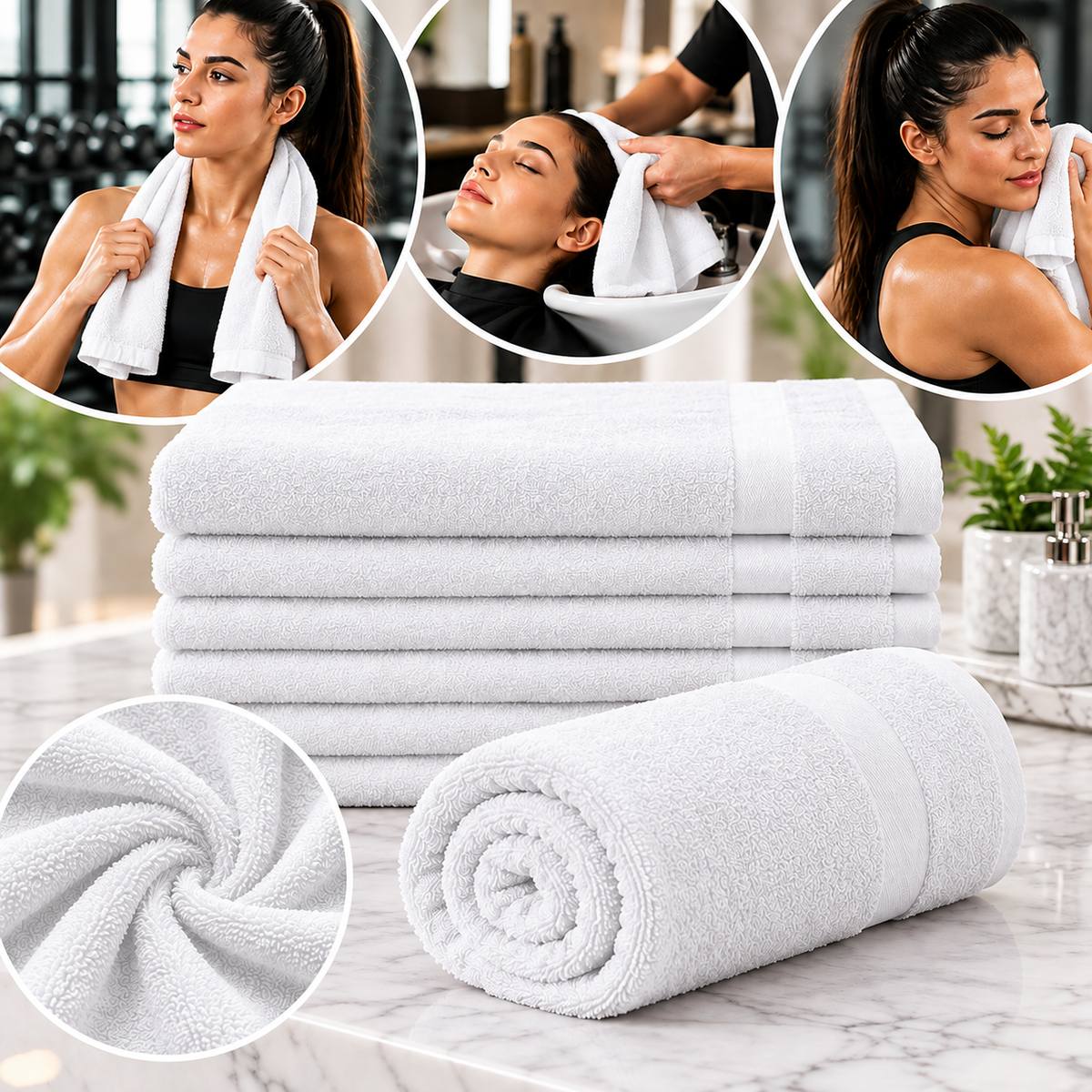 Premium Hotel Quality Hand Towels — White 16" × 30" | 4.5 lb/dozen