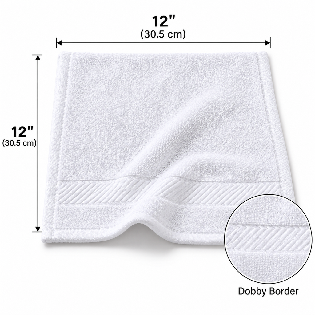 Restroom Wash Cloth, 12x12, 1.0 Lbs, Dobby Border, 300 pcs/case