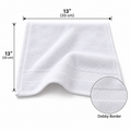 100% Cotton, 1.5 lbs/dzn, 13"x 13", Plain, White, Dobby Border, 300 pcs/case